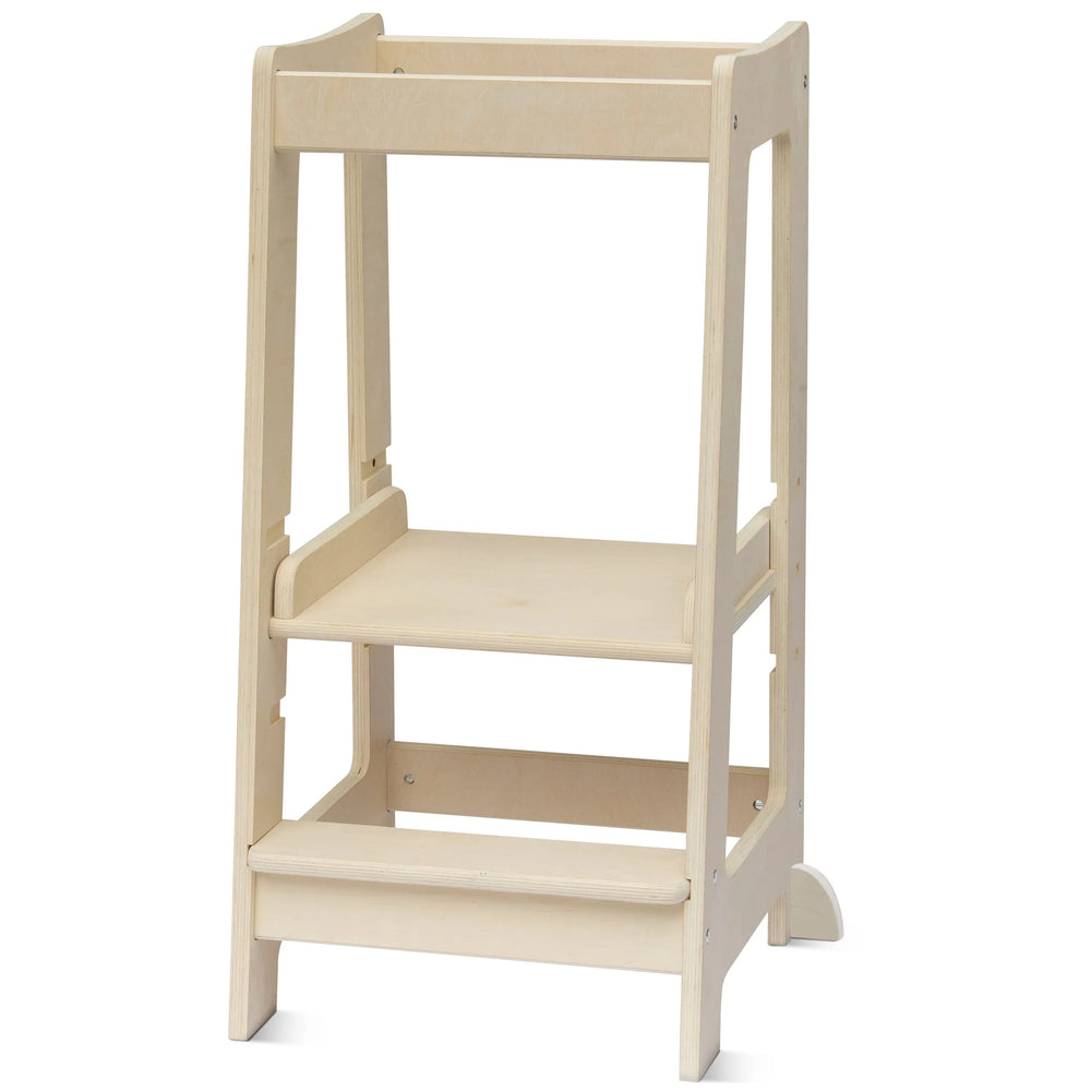 natural wood toddler tower
